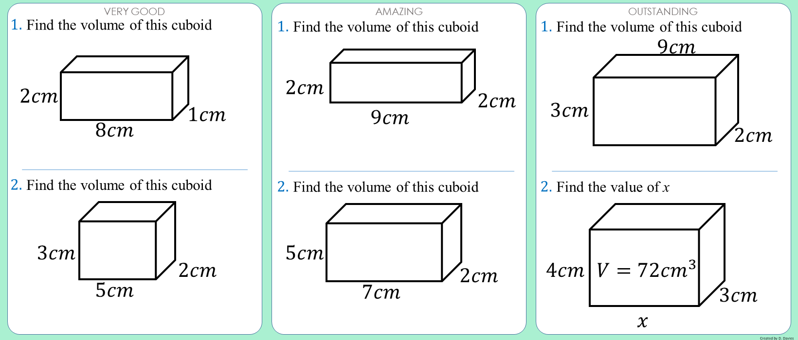 how to calculate volume of cuboids